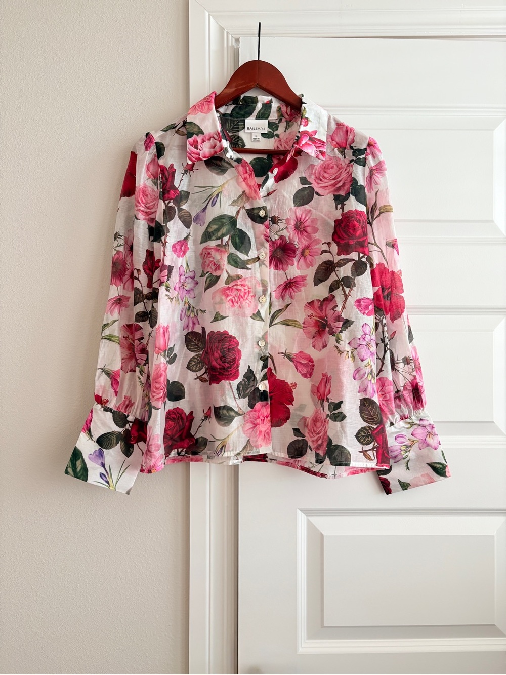 Bailey 44 Rose Floral Blouse Cottagecore Romantic Boho Size L